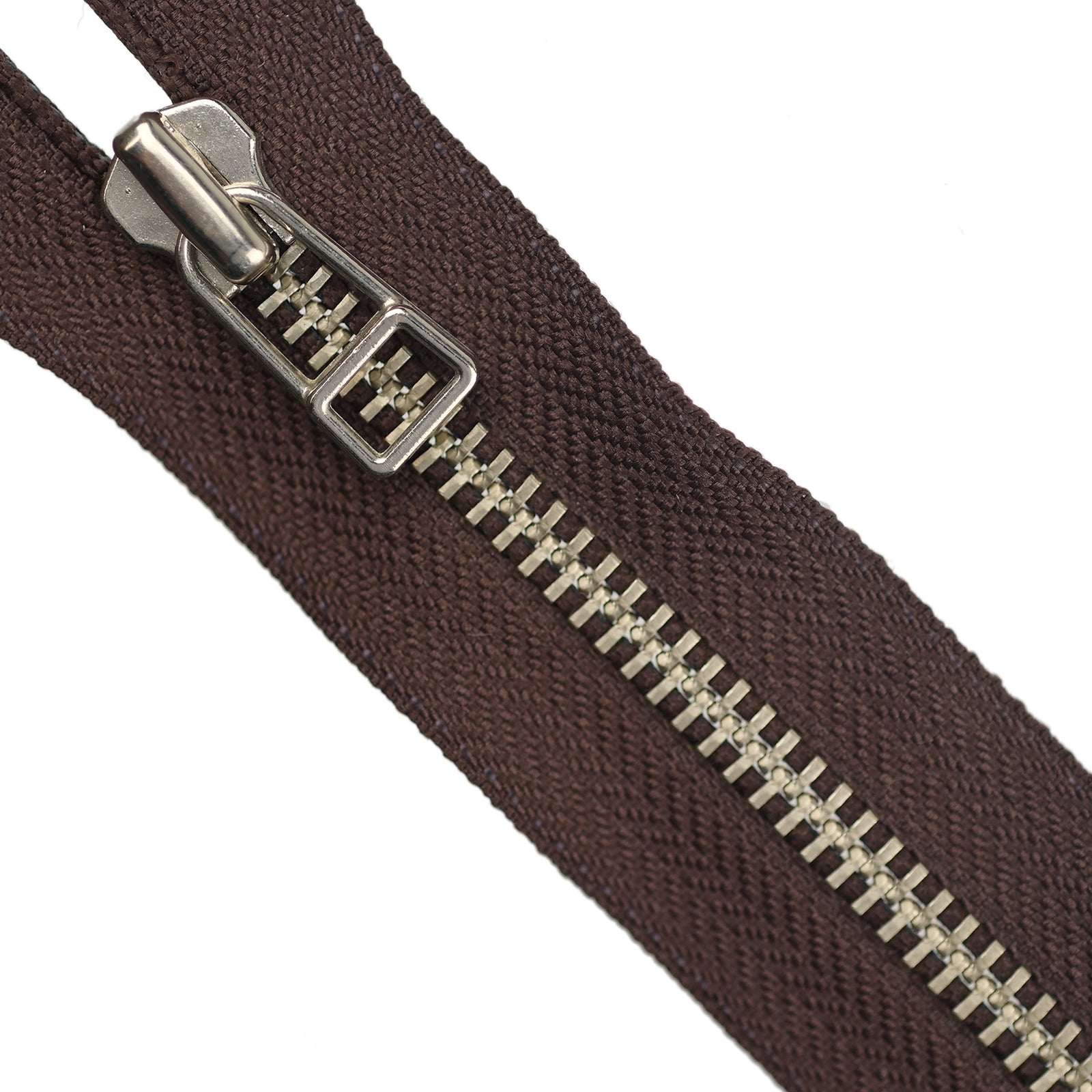 YKK Metal Zipper on White Background