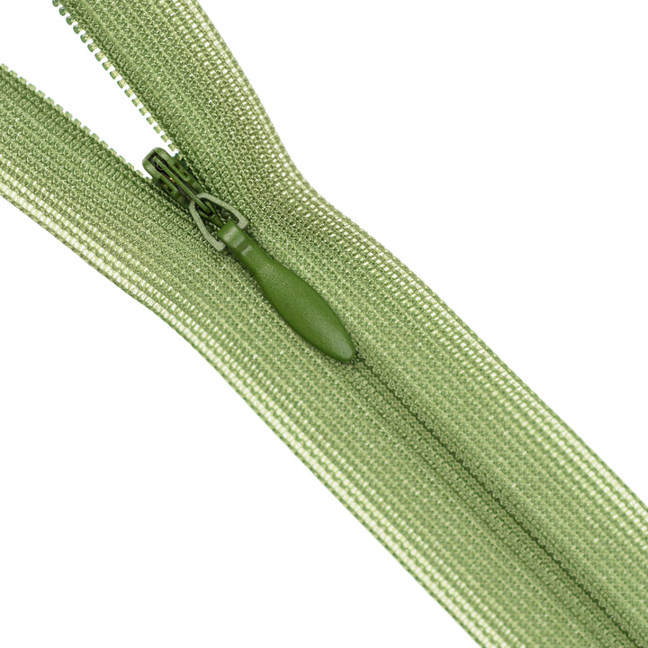YKK INVISIBLE MESH ZIP COL 887 GREEN OLIVE