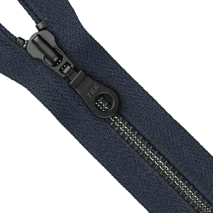 YKK METAL CLOSED-END ZIP NO.5 BLACK OXY DONUT-DROP COL 560 NAVY