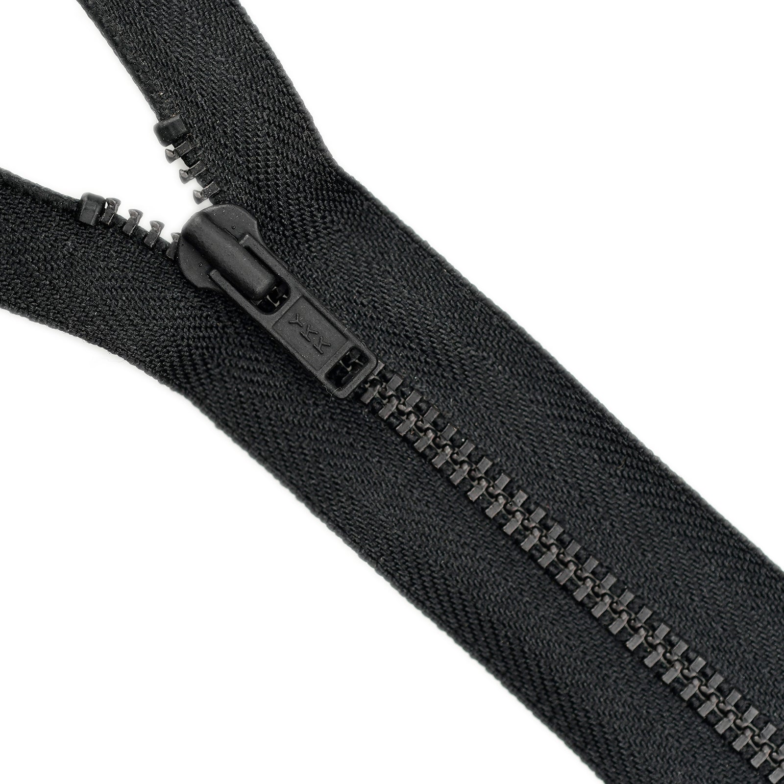 YKK metal zipper on white background