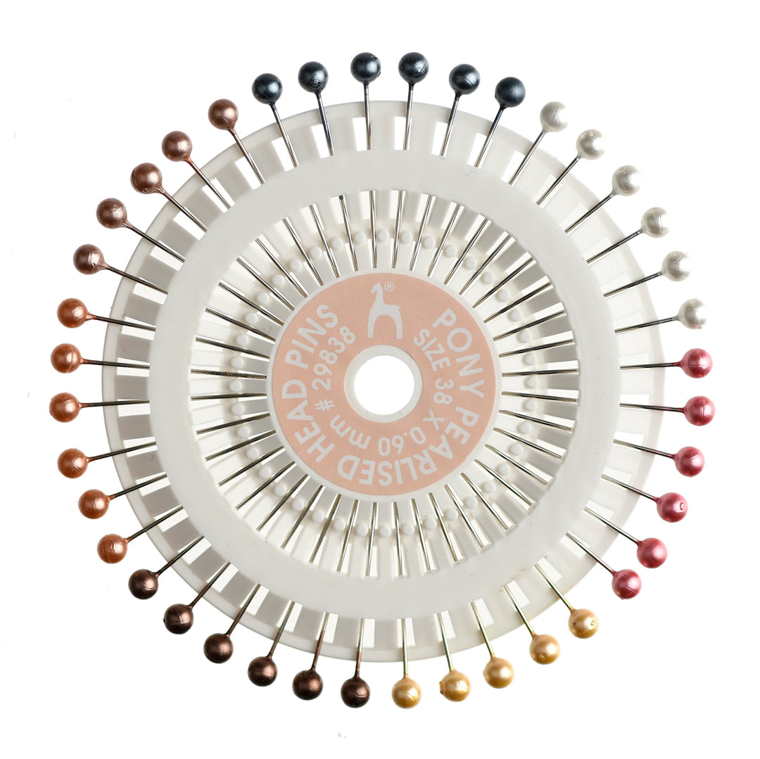 38MM COLOURED PEARL HEAD 0.6MM PINS ON ROSETTE