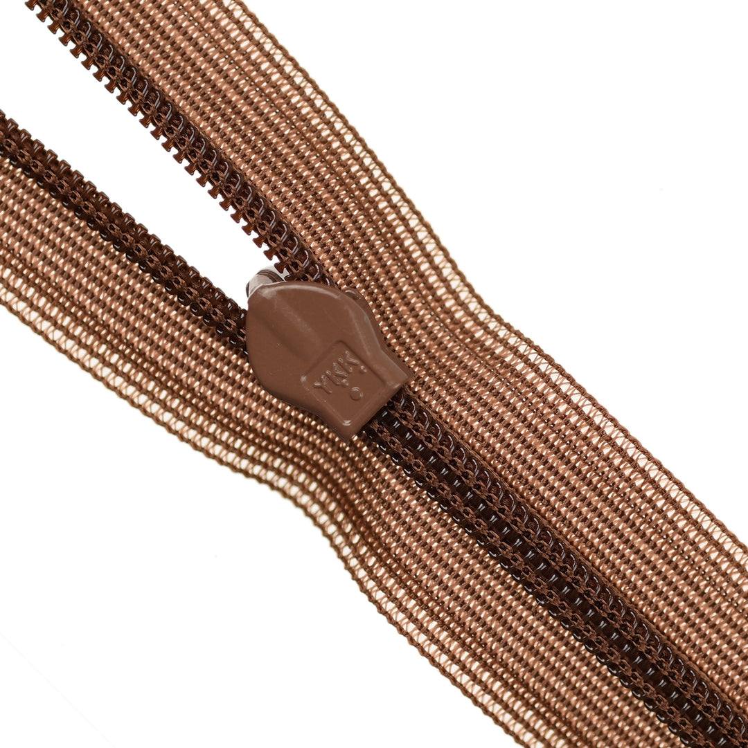 YKK INVISIBLE MESH ZIP COL 568 WALNUT