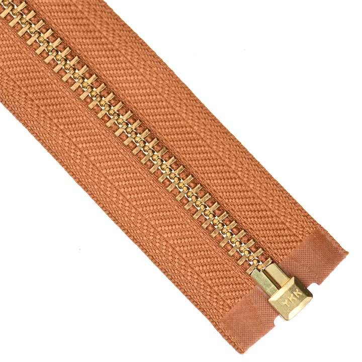 YKK METAL OPEN-END ZIP NO.8 GOLD SHORT-PULL COL 856 TERRACOTTA