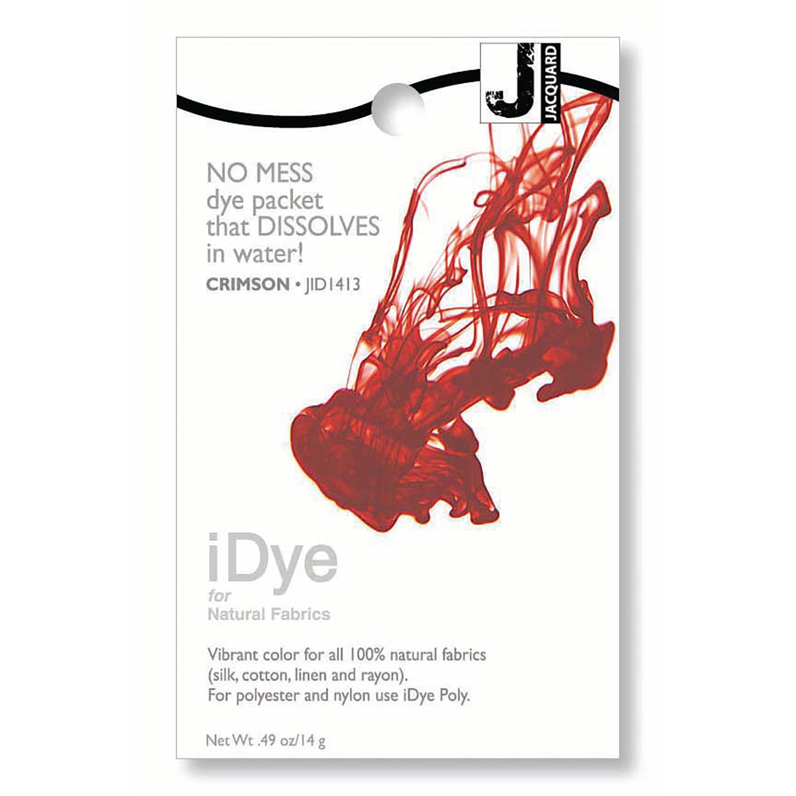iDye fabric crimson dye packet for natural fabrics on white background