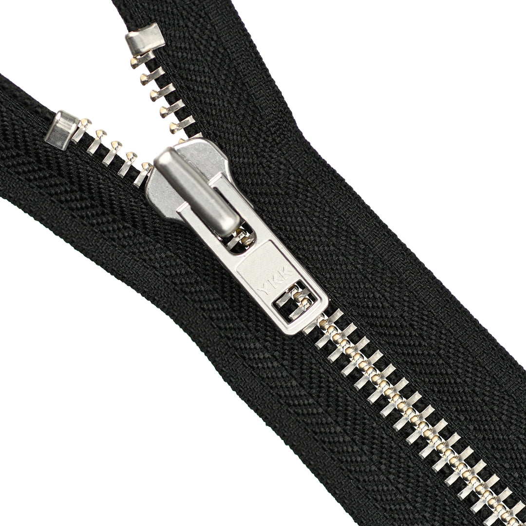 YKK METAL CLOSED-END ZIP NO.8 NICKEL COL 580 BLACK