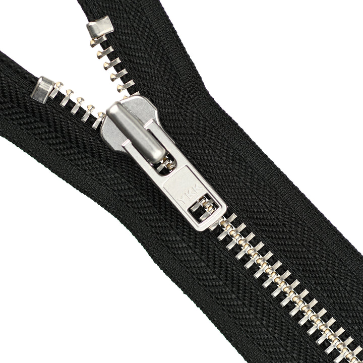 YKK METAL CLOSED-END ZIP NO.8 NICKEL COL 580 BLACK