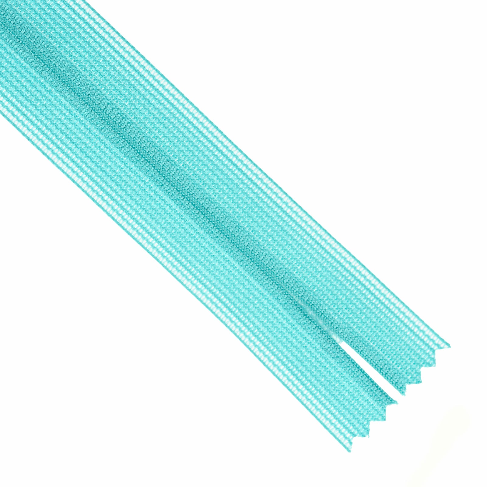 Aqua invisible zipper on white background