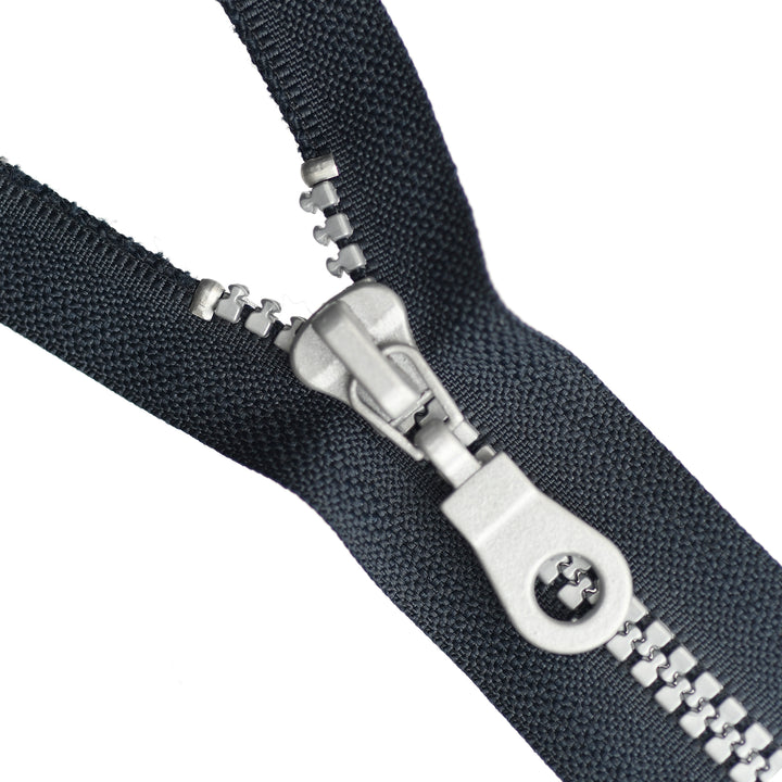 CHUNKY CLOSED-END ZIP NO.5 WITH SILVER ELEMENTS COL NAVY