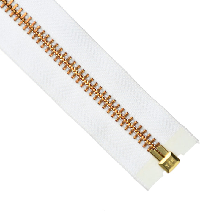 YKK METAL OPEN-END ZIP NO.8 GOLD COL 501 WHITE