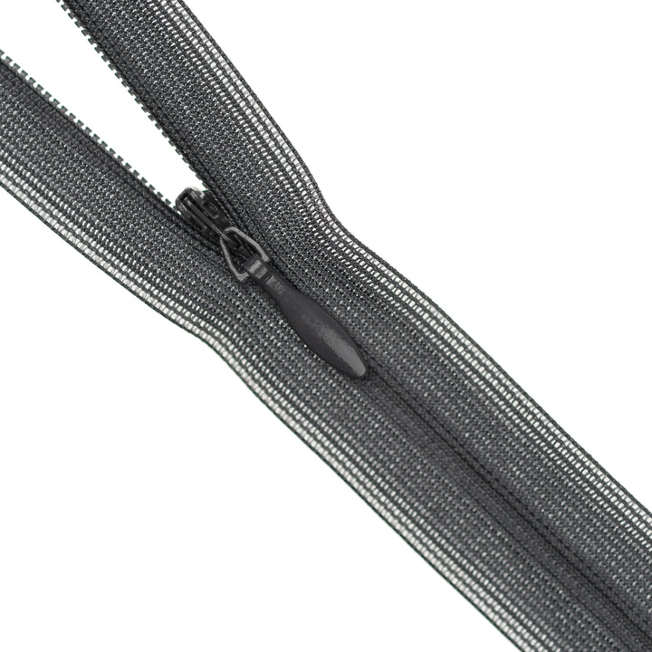 YKK INVISIBLE MESH ZIP COL 301 DARK GREY