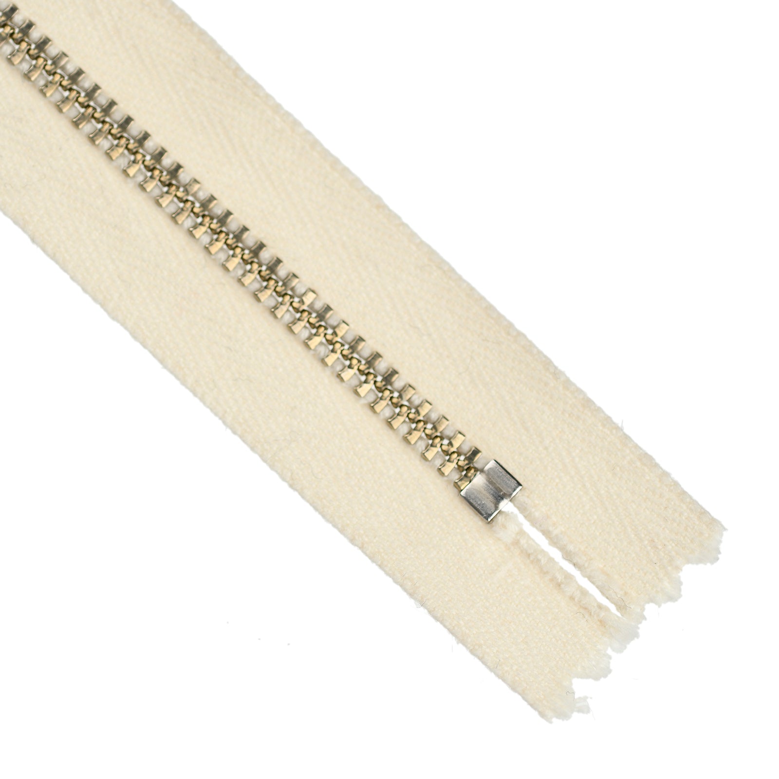 YKK metal zipper on white background