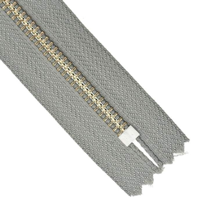 YKK METAL CLOSED-END ZIP NO.5 NICKEL WIRE-PULL COL 577 FOG GREY