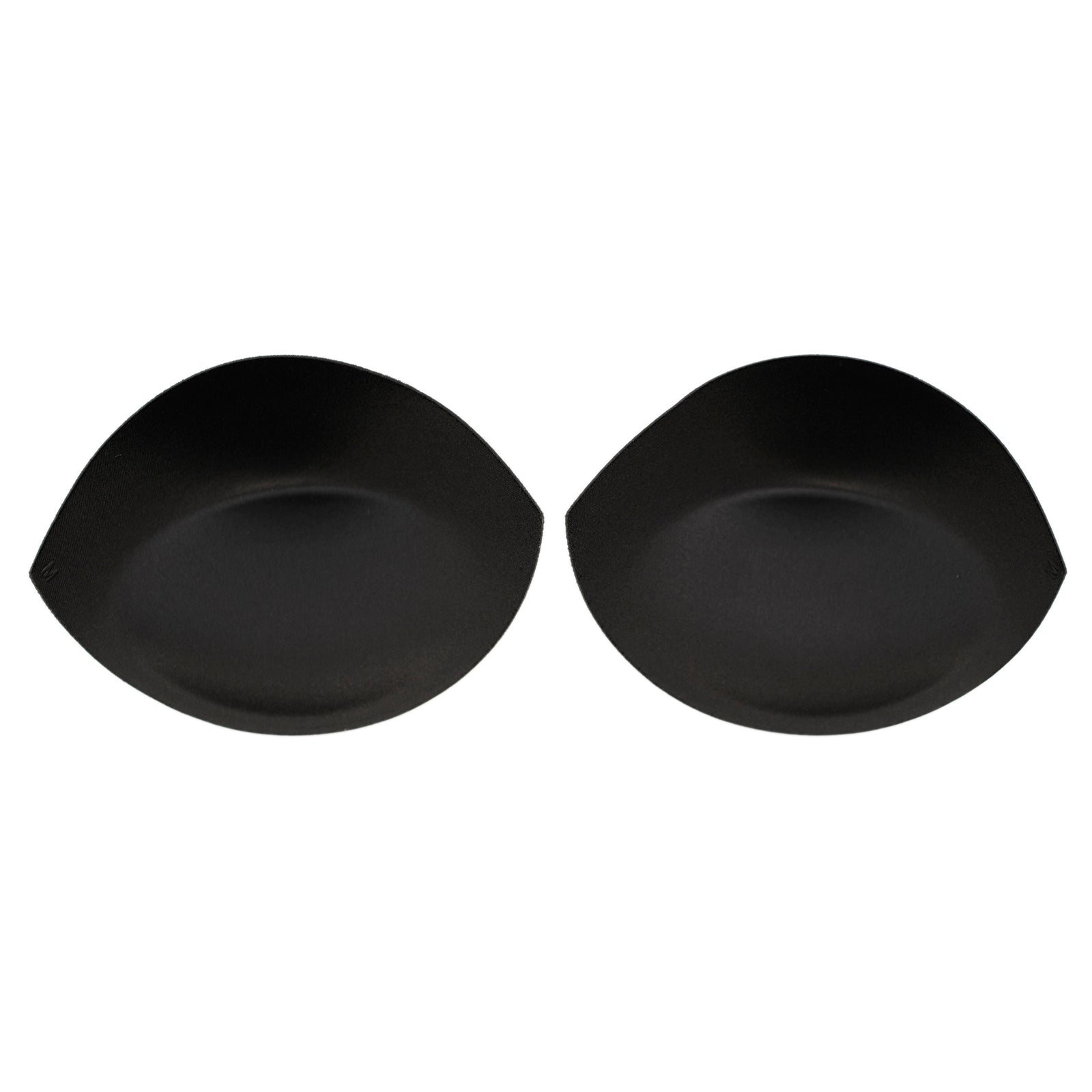 pair of black bra cups on white background showing booster pads