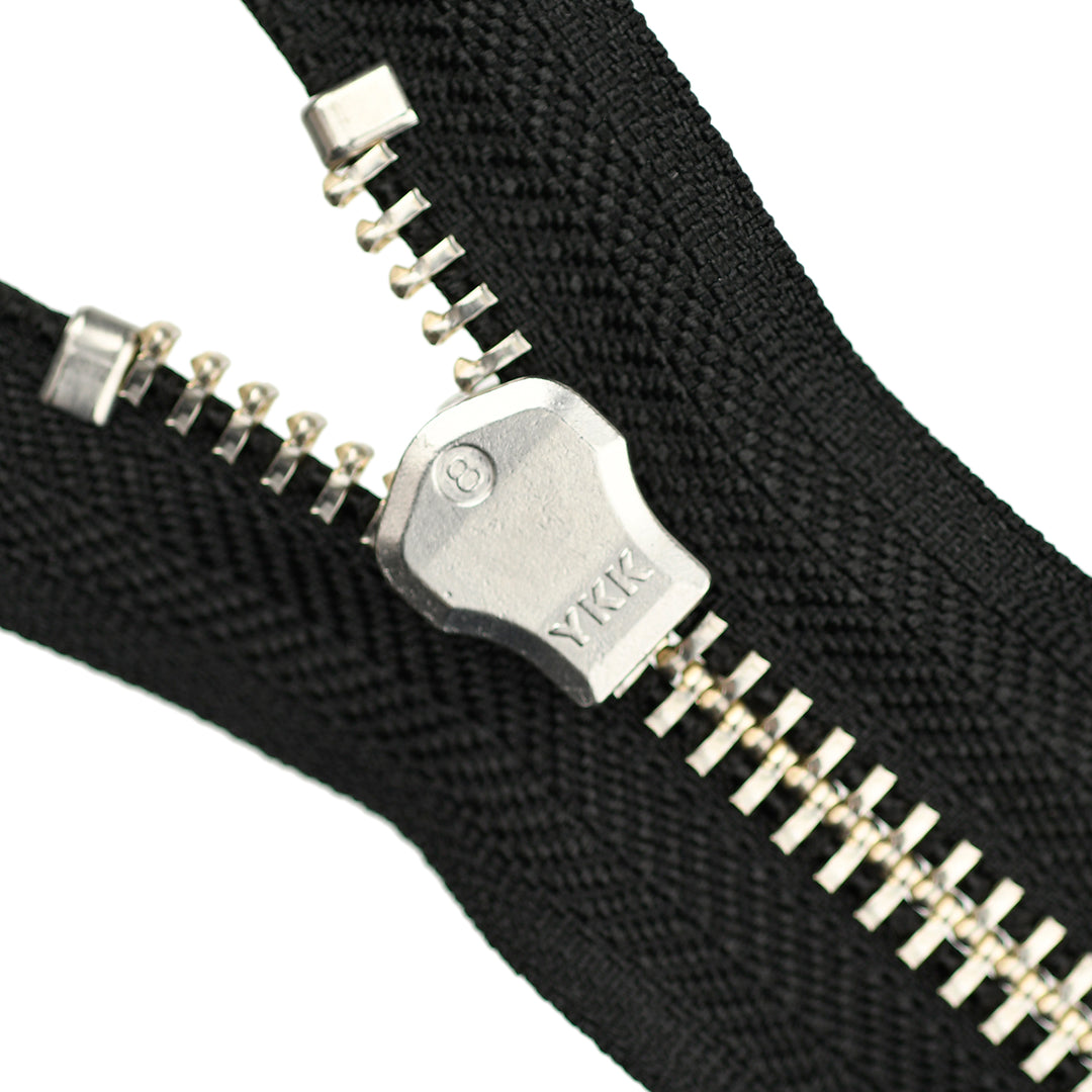 YKK METAL CLOSED-END ZIP NO.8 NICKEL COL 580 BLACK