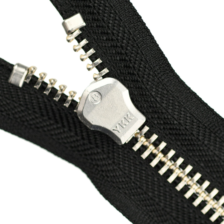 YKK METAL CLOSED-END ZIP NO.8 NICKEL COL 580 BLACK