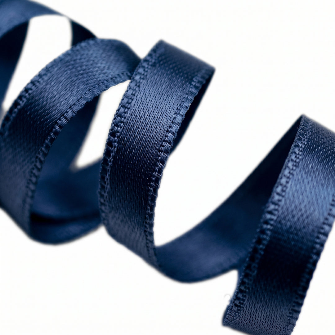 FRENCH DOUBLE-SIDED SATIN RIBBON - NAVY
