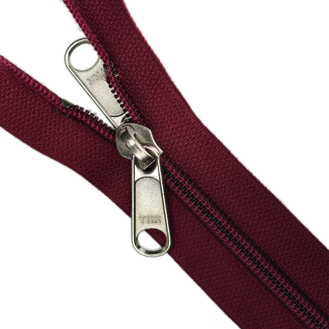YKK NYLON OPEN-END ZIP NO.5 DOUBLE-PULL COL 525 DARK CHERRY
