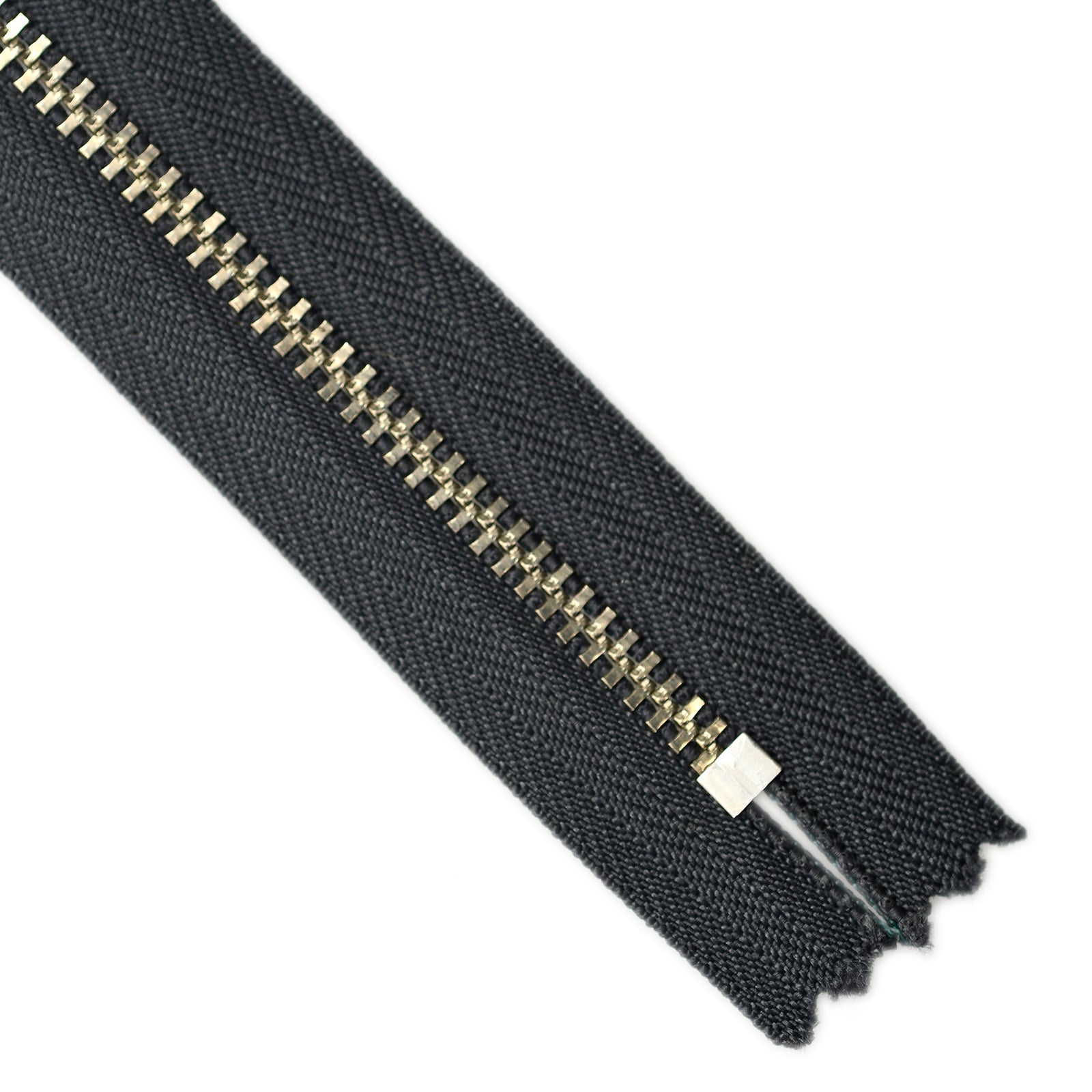 YKK metal zipper on white background