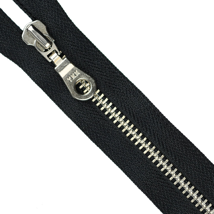 YKK METAL CLOSED-END ZIP NO.5 NICKEL DONUT-DROP COL 580 BLACK