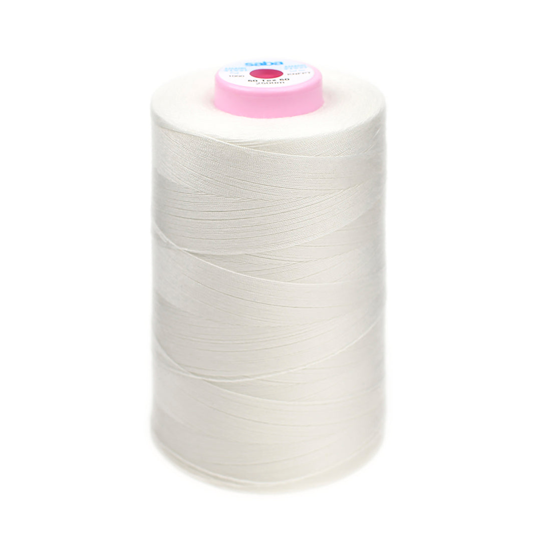 SABA TKT 50 SEWING & TOPSTITCHING THREAD FOR HEAVY FABRICS COL 1000 NATURAL WHITE