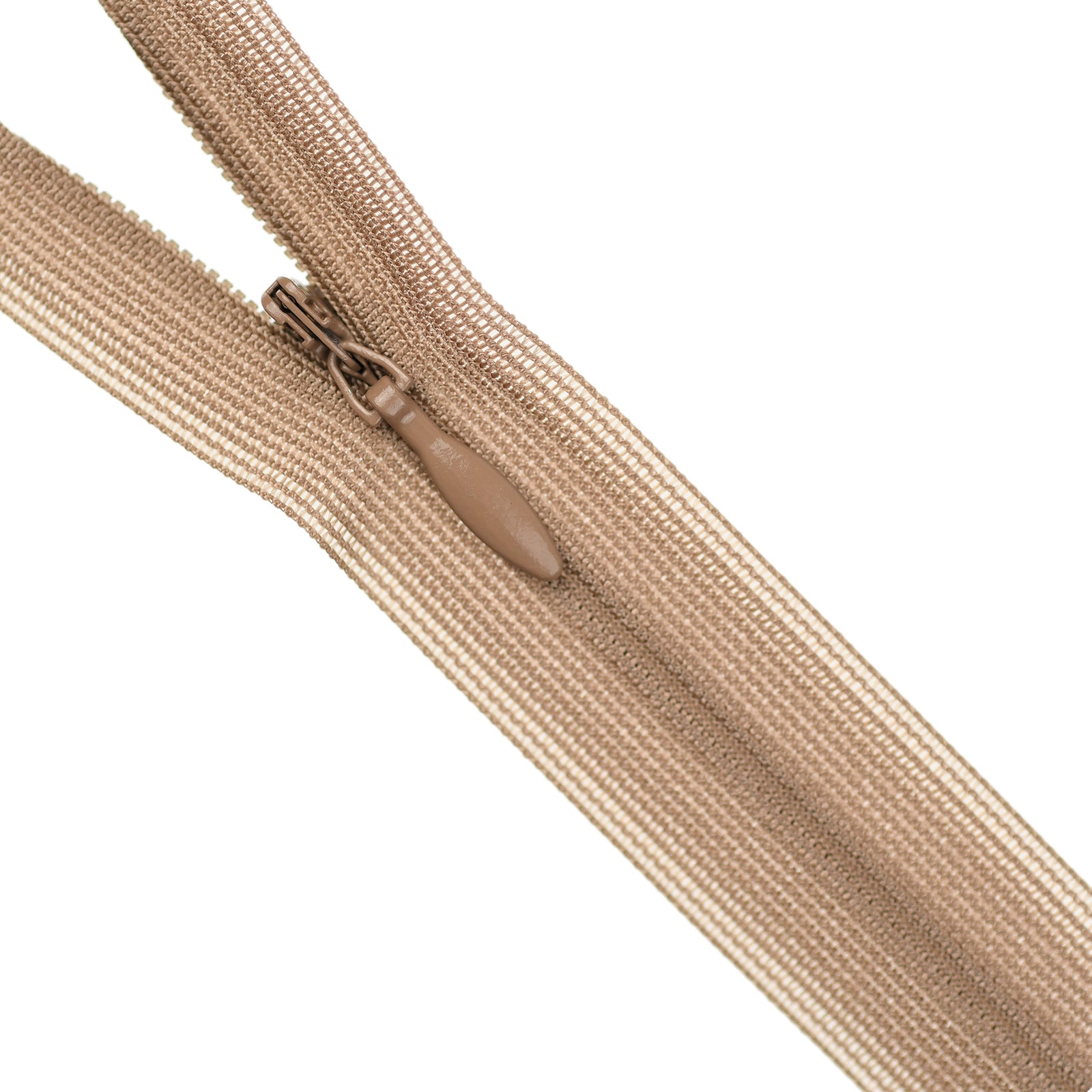 Beige zipper on a white background