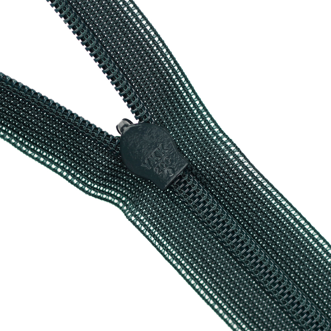 YKK INVISIBLE MESH ZIP COL 017 DARK FOREST GREEN