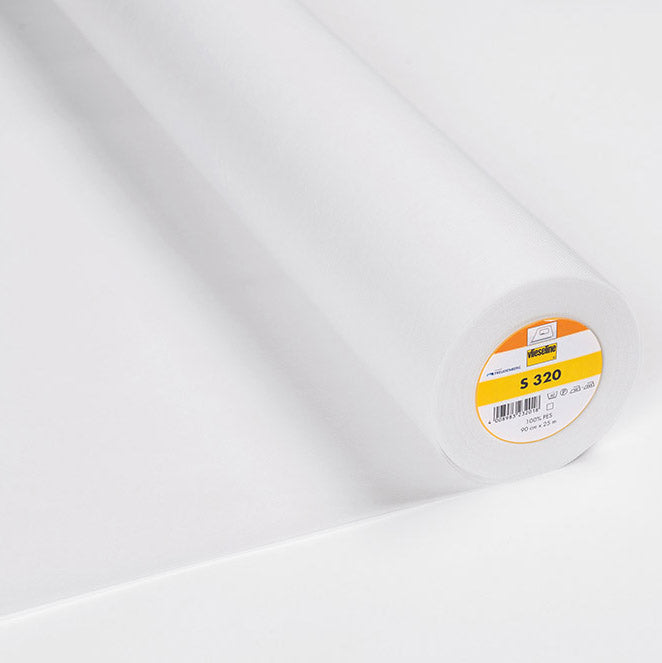 90CM VLIESELINE S320 LIGHTWEIGHT FUSIBLE PELMET INTERLINING 83GSM WHITE