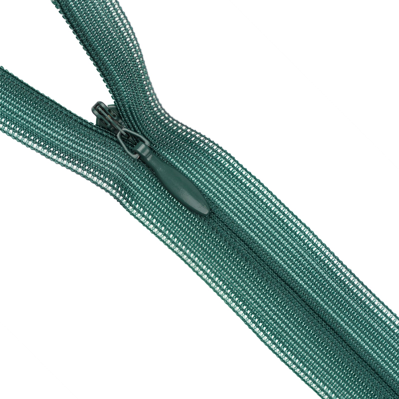 Green zipper on a white background