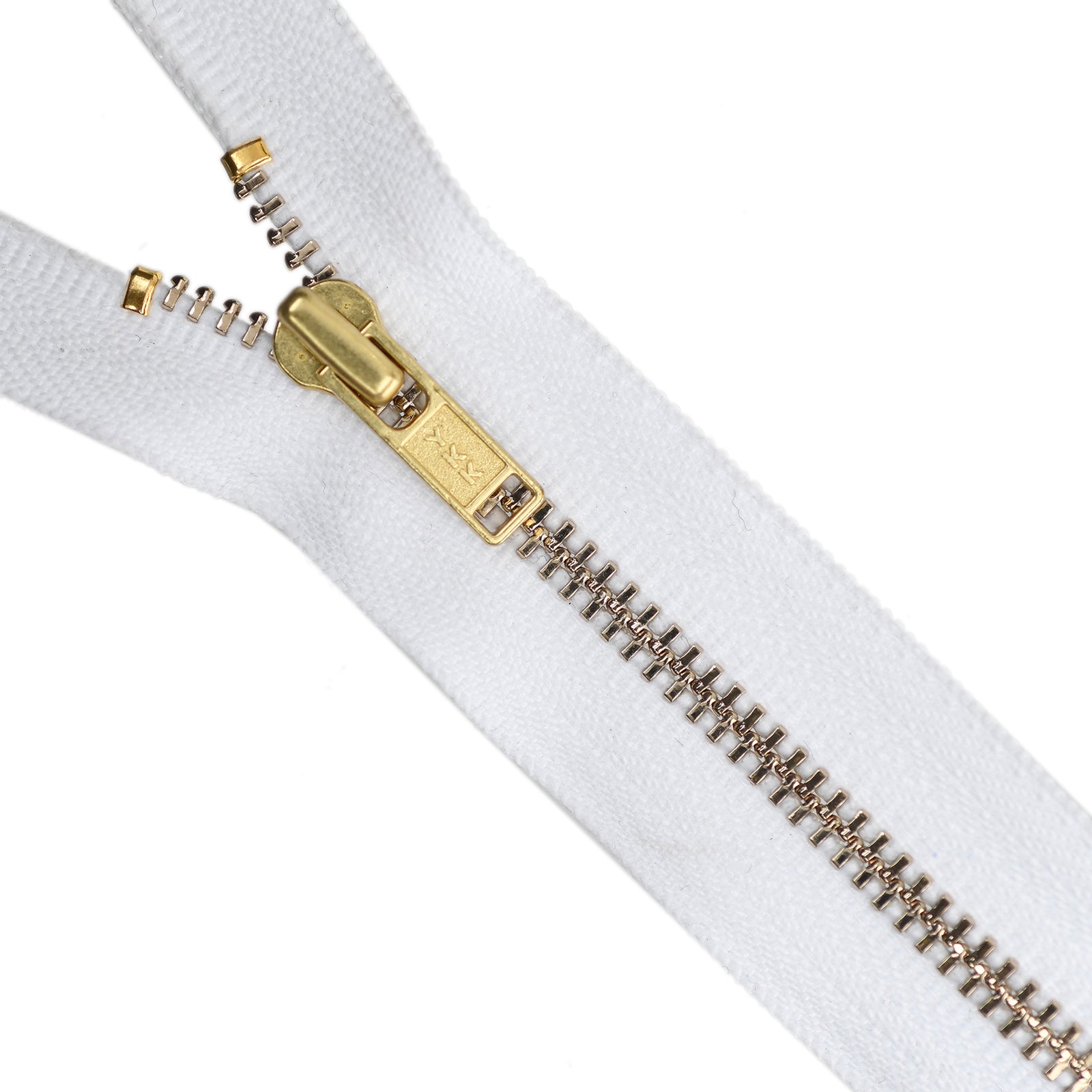 YKK Metal Zipper on White Background