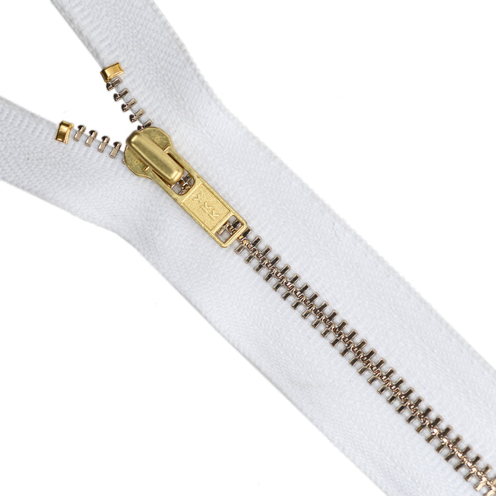 YKK Metal Zipper on White Background