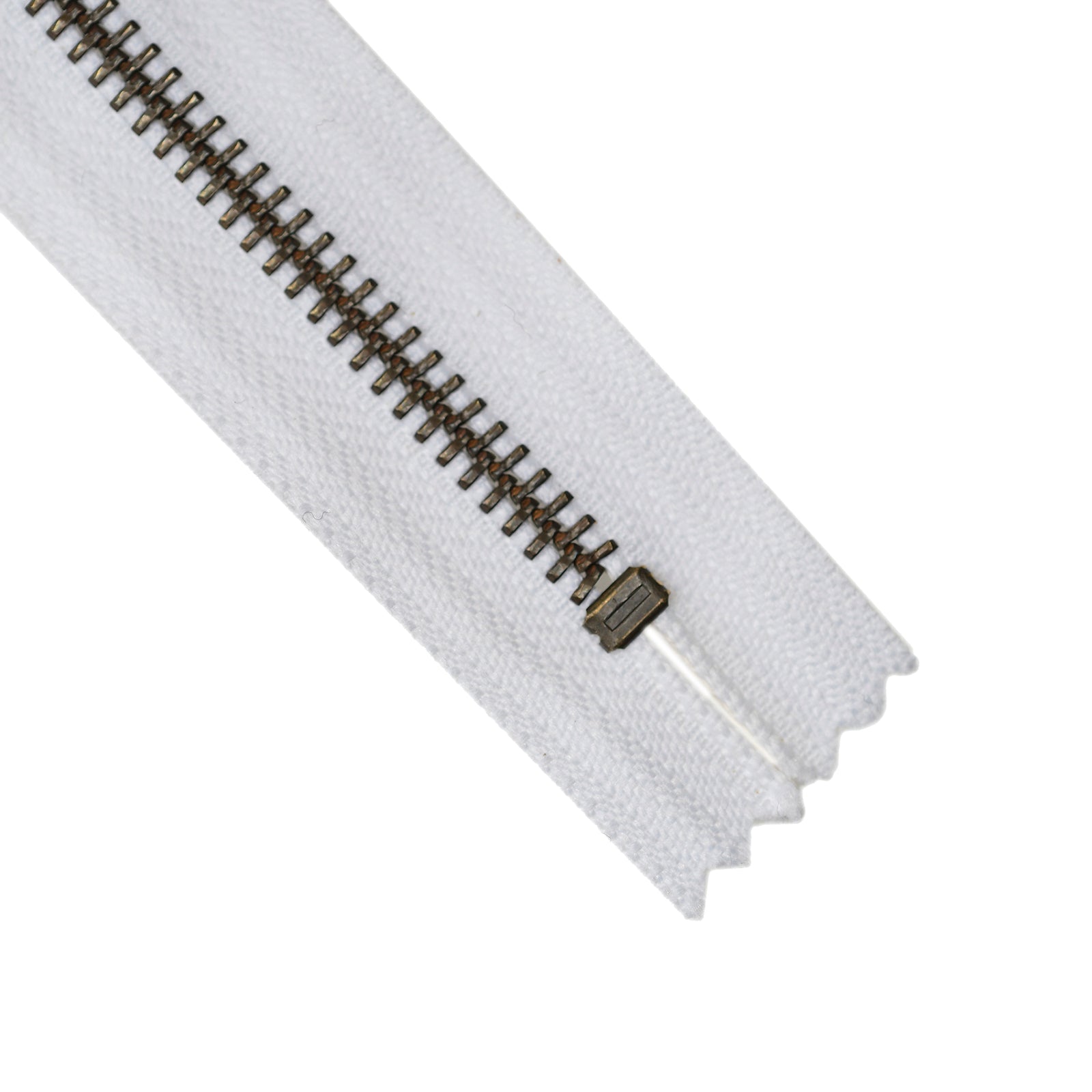 YKK Metal Zipper on White Background