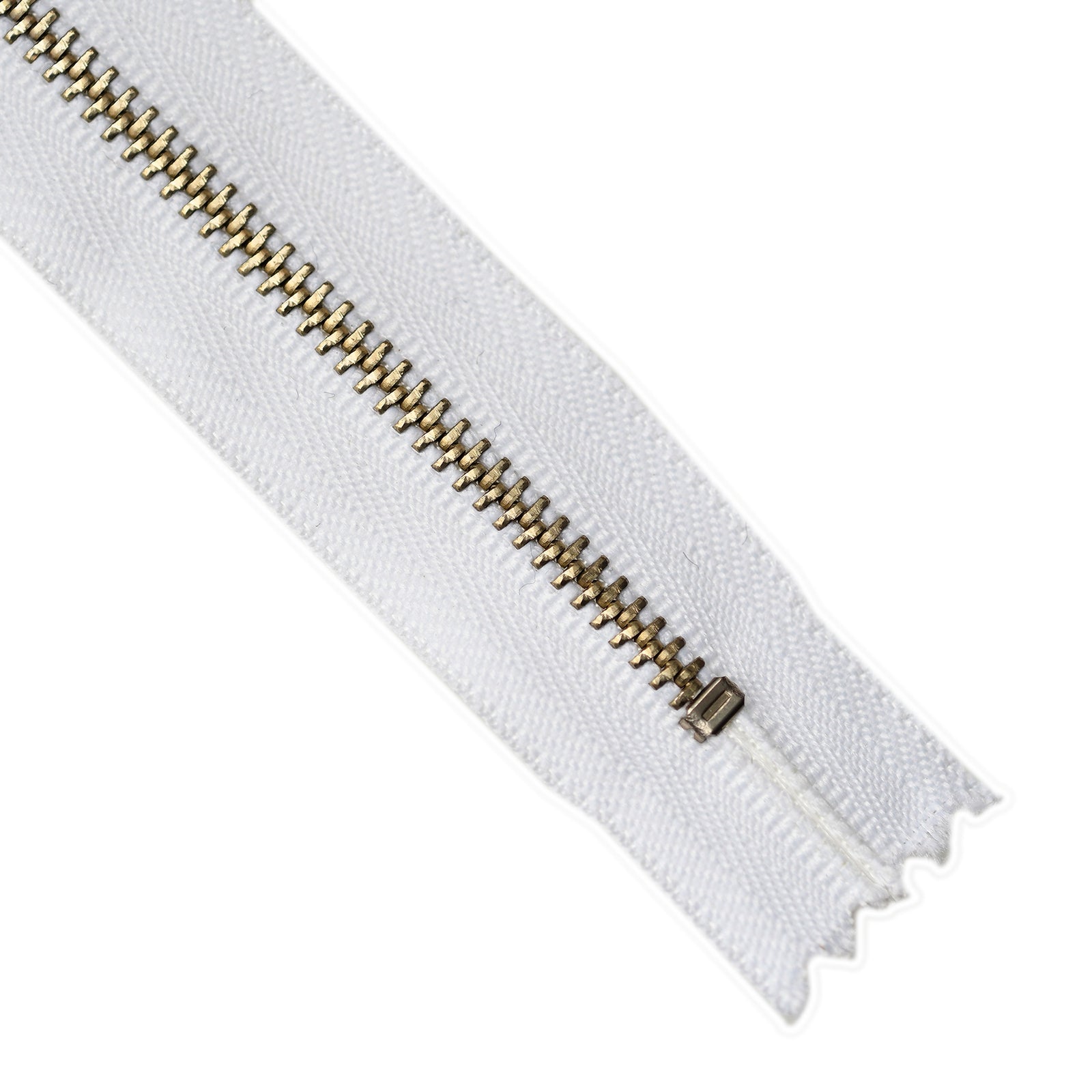 YKK Metal Zipper on White Background