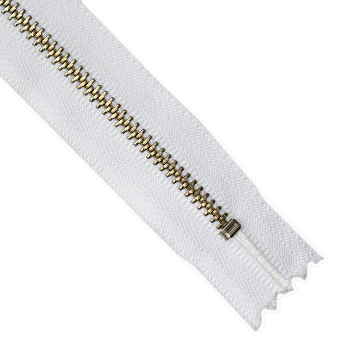 YKK Metal Zipper on White Background