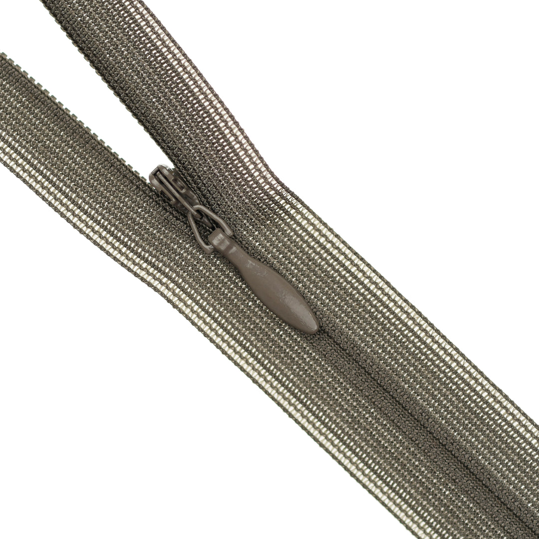 Brown invisible zipper on a white background