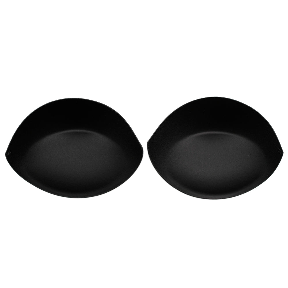 pair of push-up black bra cups on white background showing booster pads