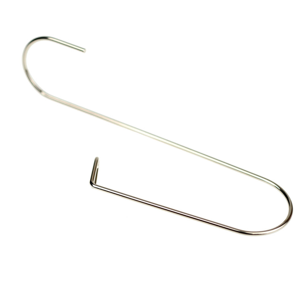 Silver Pattern Hook or Utility Hook on white background in open position.