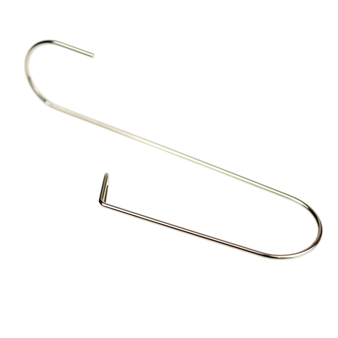 Silver Pattern Hook or Utility Hook on white background in open position.