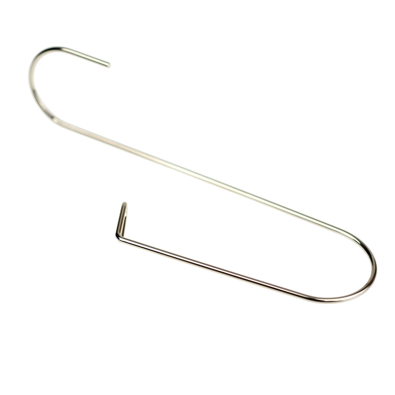 Silver Pattern Hook or Utility Hook on white background in open position.