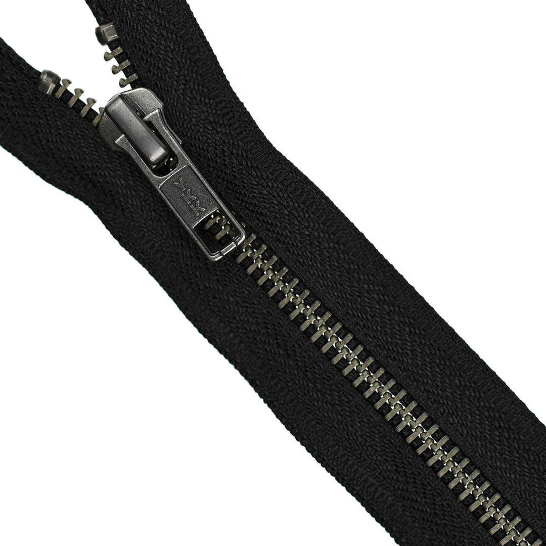 YKK METAL OPEN-END ZIP NO.5 ANTIQUE NICKEL COL 580 BLACK