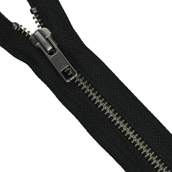 YKK METAL OPEN-END ZIP NO.5 ANTIQUE NICKEL COL 580 BLACK