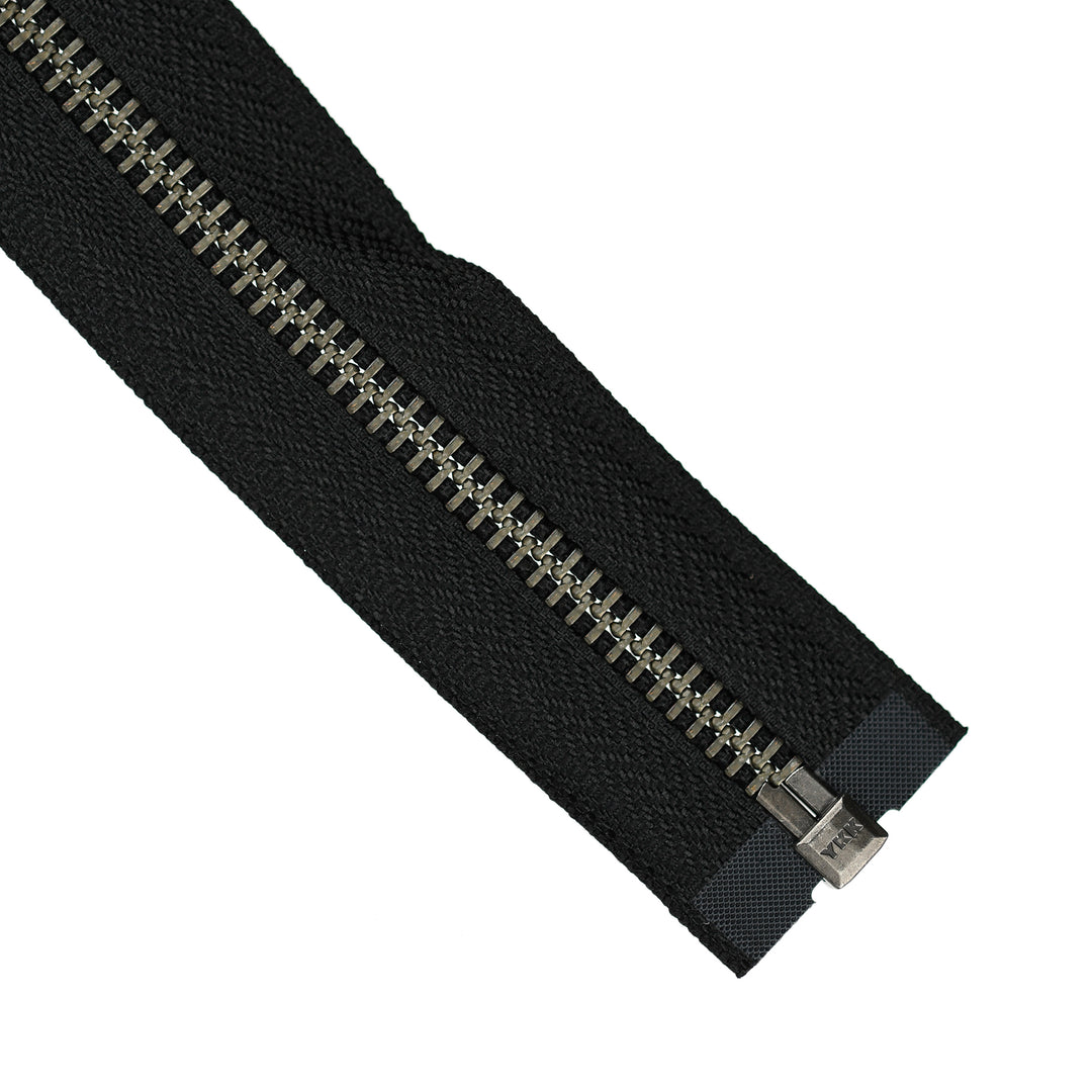 YKK METAL OPEN-END ZIP NO.5 ANTIQUE NICKEL COL 580 BLACK