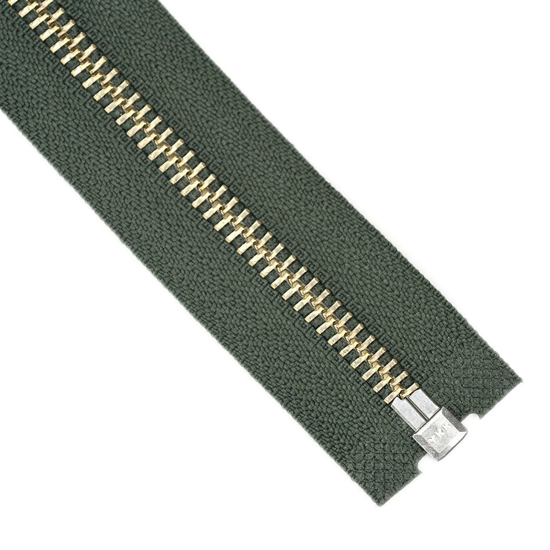YKK METAL OPEN-END ZIP NO.5 NICKEL COL 567 JUNGLE GREEN