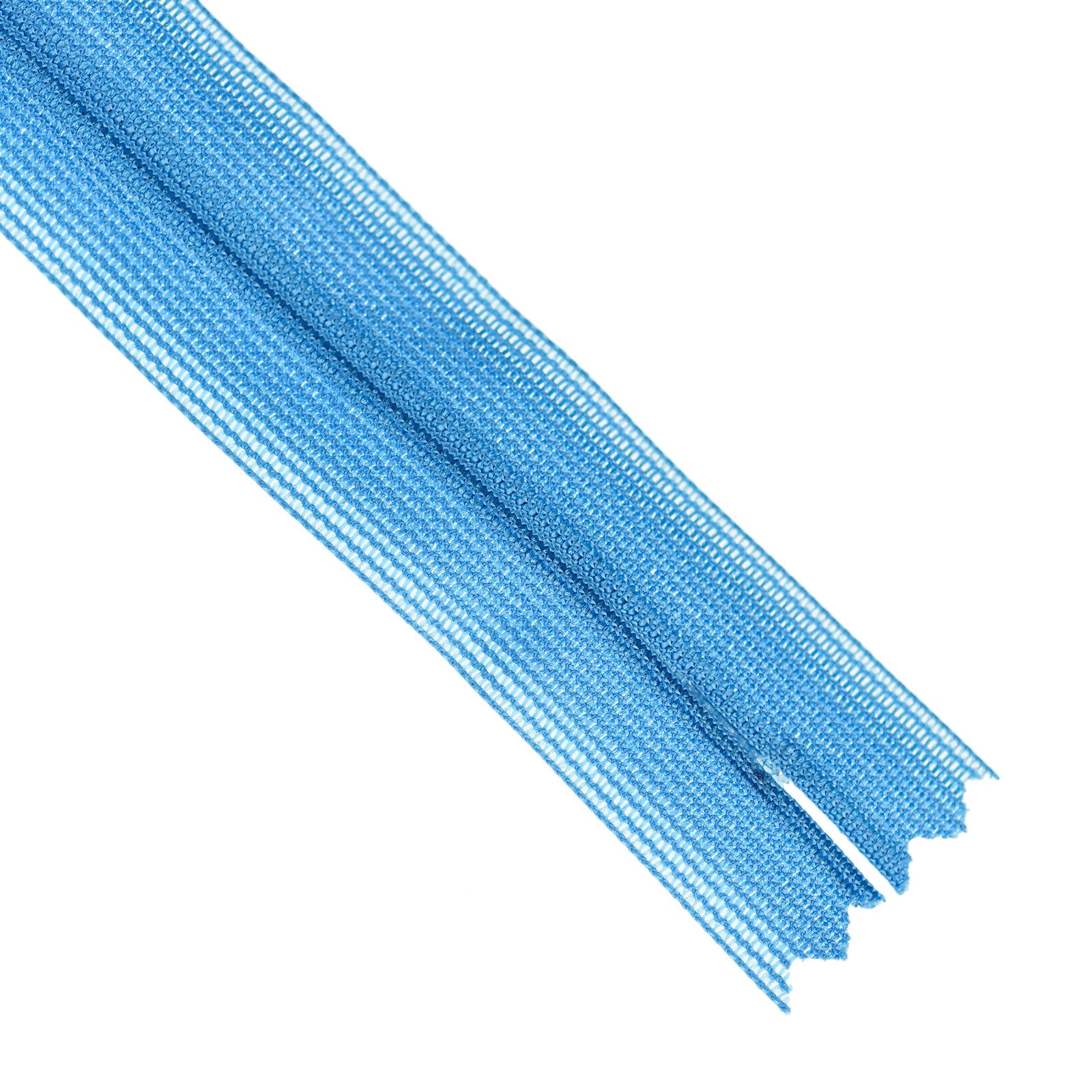 Cyan blue invisible zip on a white background