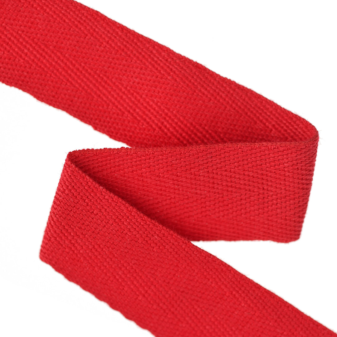 COTTON HERRINGBONE TAPE RED