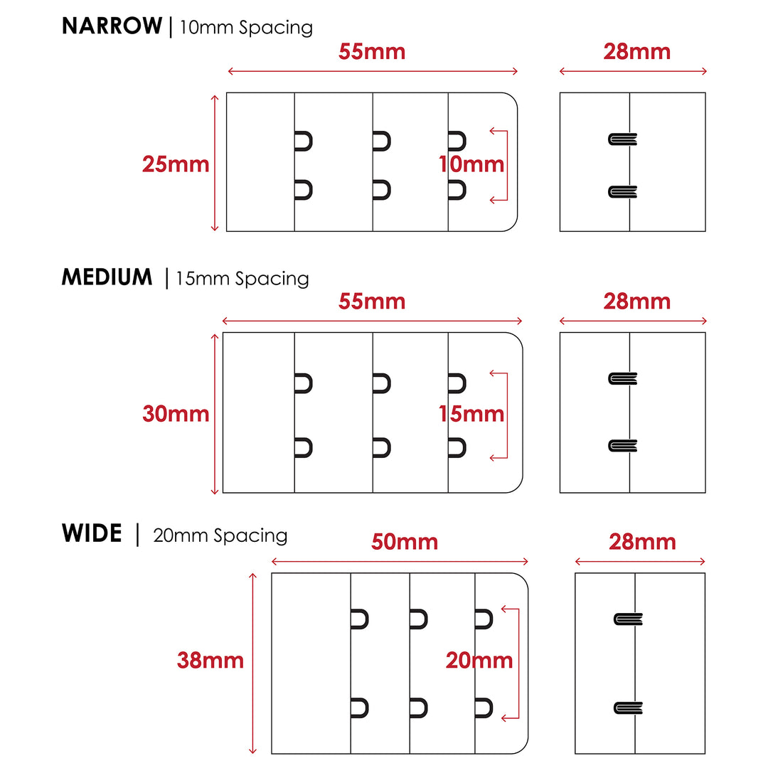2-HOOK/ 3-ROW PLUSH BRA HOOK & EYE BACK WHITE