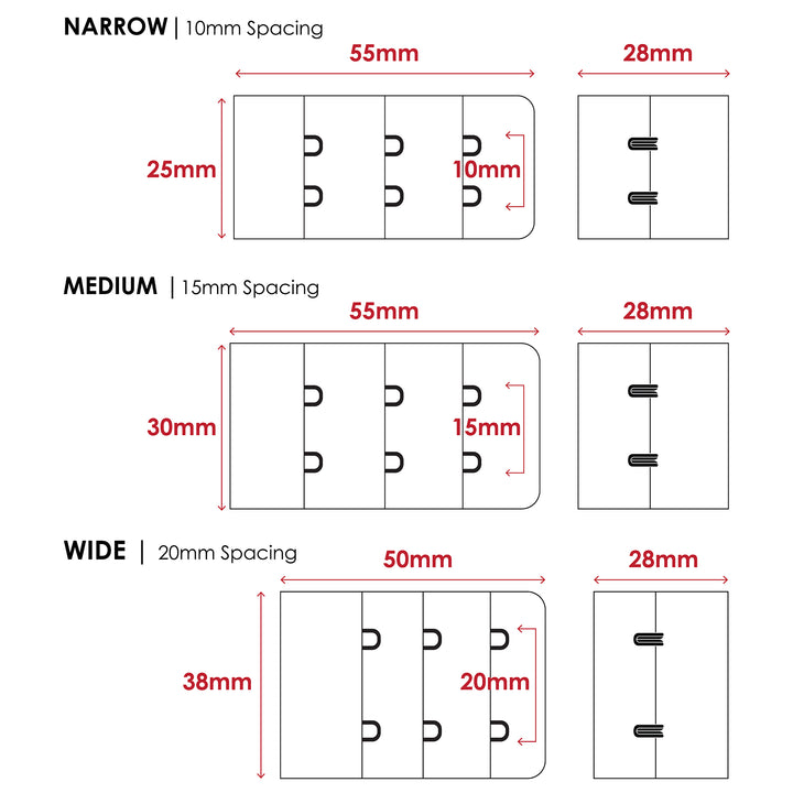 2-HOOK/ 3-ROW PLUSH BRA HOOK & EYE BACK WHITE