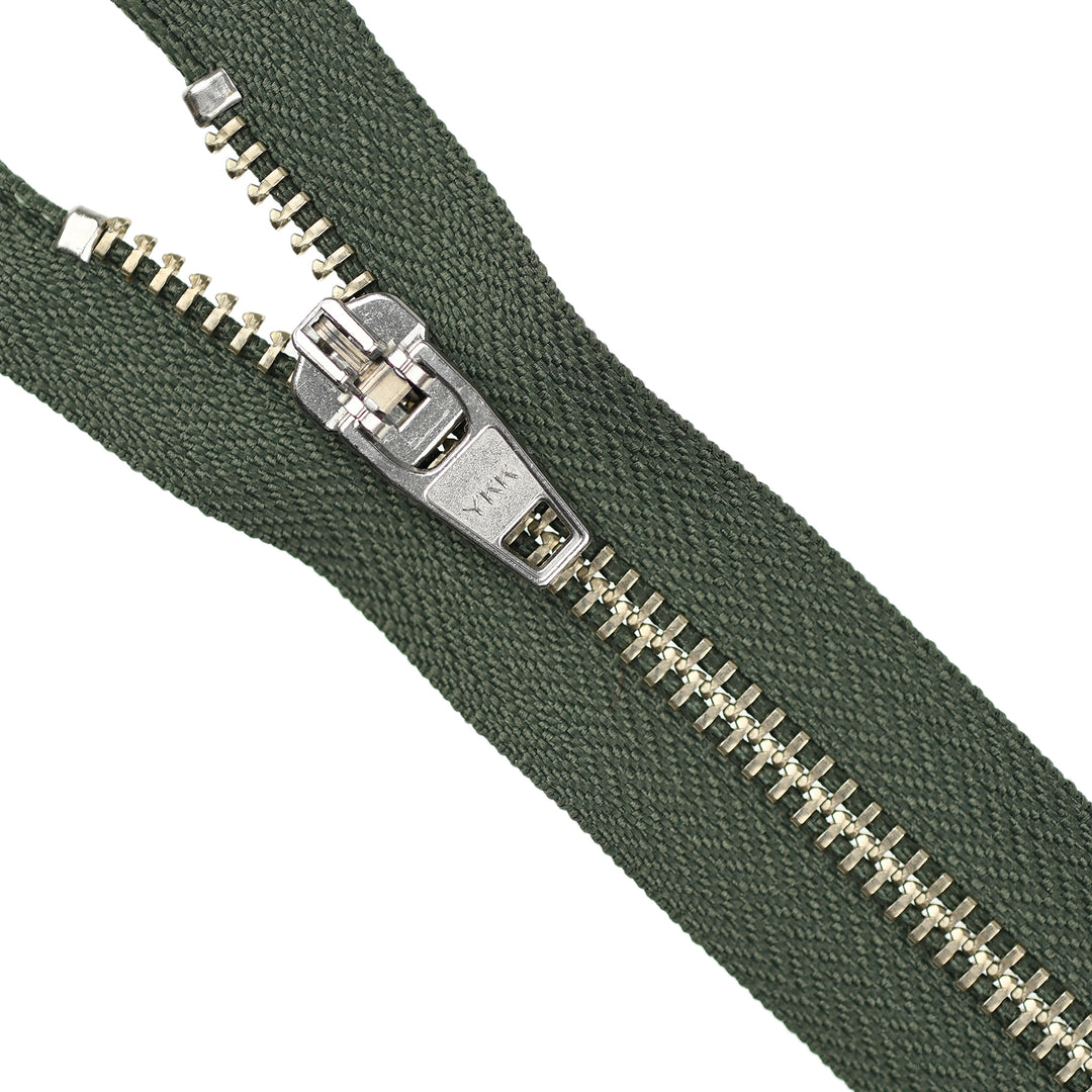 YKK JEAN ZIP NO.5 NICKEL COL 567 JUNGLE GREEN