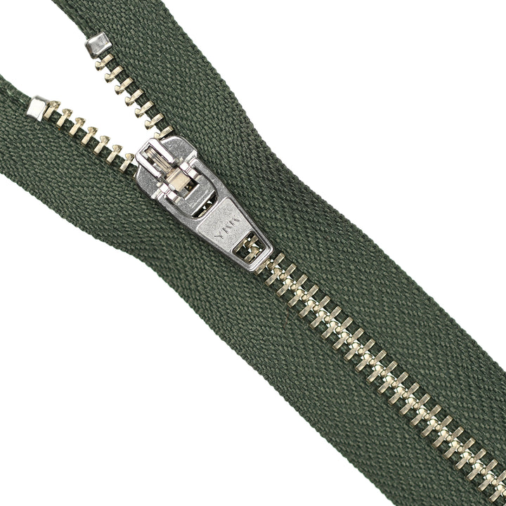 YKK JEAN ZIP NO.5 NICKEL COL 567 JUNGLE GREEN