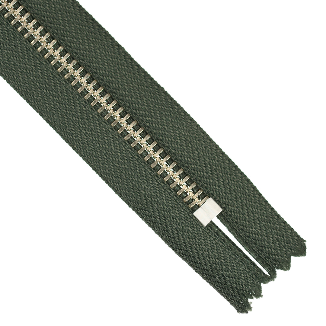 YKK JEAN ZIP NO.5 NICKEL COL 567 JUNGLE GREEN