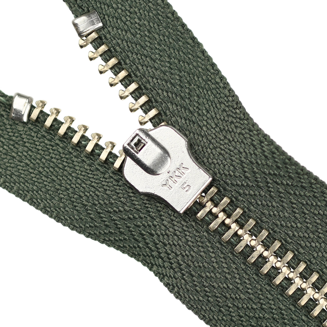 YKK JEAN ZIP NO.5 NICKEL COL 567 JUNGLE GREEN